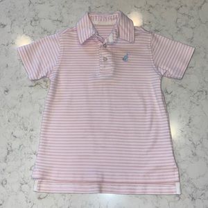 The Beaufort Bonnet Company Prim and Proper Pink and White Striped Polo 4T